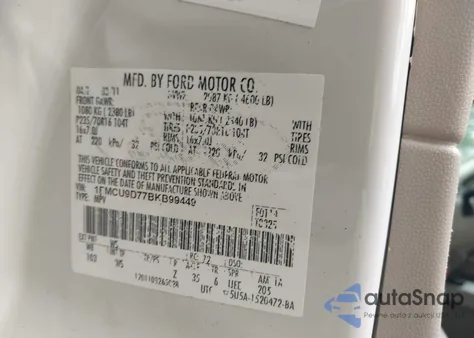 2011 Ford Escape Xlt из США, поврежденный, VIN 1FMCU9D77BKB99449